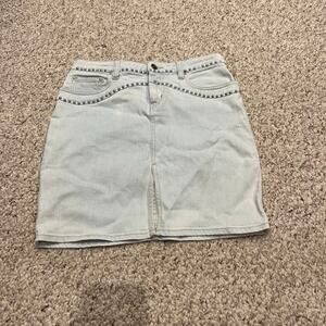 Iro Studded Denim Mini Skirt Light Wash Sz 26 Casual Summer
